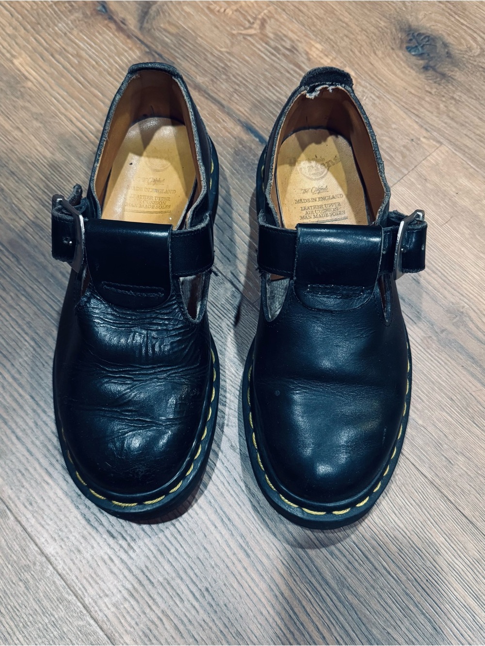 Vintage MADE IN ENGLAND Dr. Martens T-Bar Black Leather Mary Jane shoes